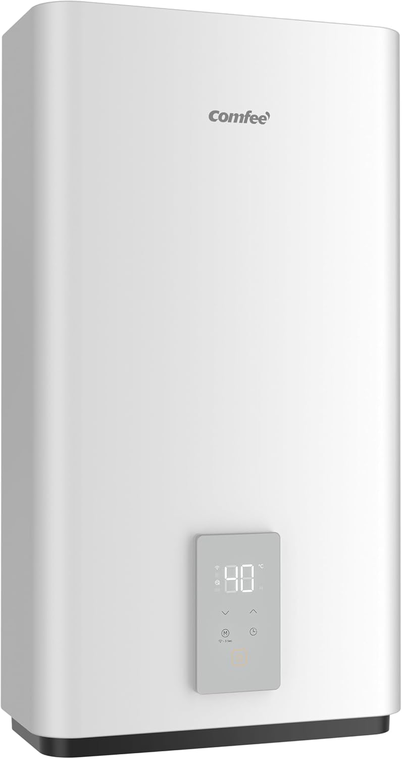 Comfee CWH15ED1350EUW Elektrische wandverwarming, 80 liter, met onderspoelruimte, compact en eenvoudig te installeren, wifi-verbinding, bediening via app, wit, energieklasse B