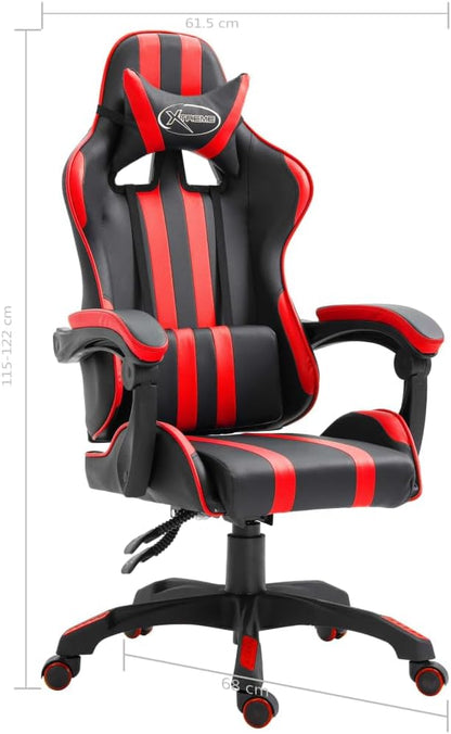 Gamingstoel – Bureaustoel – Gamestoel – Draaistoel – Ergonomische Stoel – Verstelbare Hoogte – Kantelmechanisme – Rood-Zwarte PU Bekleding