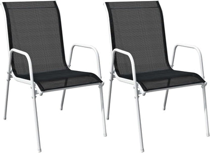 3-Piece Bistro Set Steel Black, Garden Furniture Set, Outdoor Dining Group, Furniture Set for Cozy Meals Outdoor - QUORE