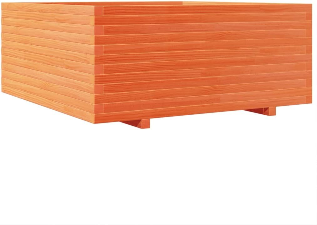Flower Box Wax Brown 110 x 110 x 49.5 cm Solid Pine Wood Flower Box on Legs Pot with Trellis Planter Patio - QUORE