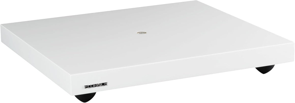 Fluance IB40 Isolatiebasis voor draaitafel, houten platform met in hoogte verstelbare poten en waterpas, verbeterde geluidshelderheid, universele compatibiliteit, pianowit