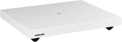 Fluance IB40 Isolatiebasis voor draaitafel, houten platform met in hoogte verstelbare poten en waterpas, verbeterde geluidshelderheid, universele compatibiliteit, pianowit