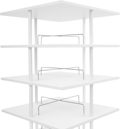 360° Floor Stand Rotating Shoe Organiser, Shoe Rack, Rotating Shoe Rack, Multi-layer Shoe Stand, Swivel for Placement, Shoes, Hats, Handbags etc. (6 Floors, White) - QUORE