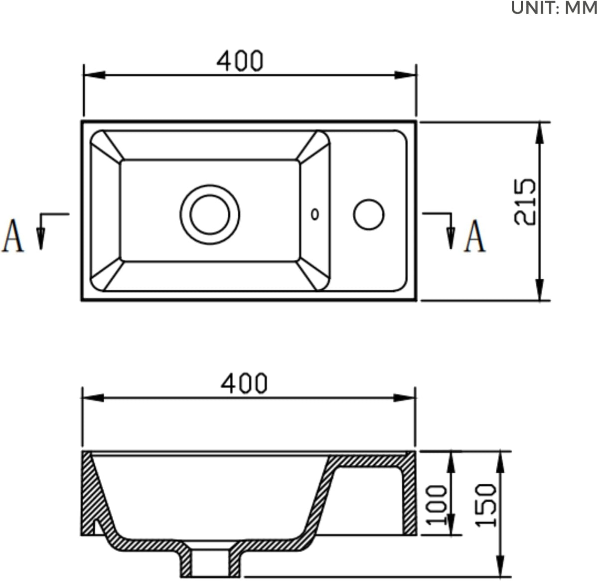 Badkamermeubel 40 cm Met Wastafel – Kleine Wastafelkast Met Opbergruimte Voor Gastentoilet, Ruimtebesparend, Matwit