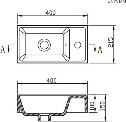 Badkamermeubel 40 cm Met Wastafel – Kleine Wastafelkast Met Opbergruimte Voor Gastentoilet, Ruimtebesparend, Matwit