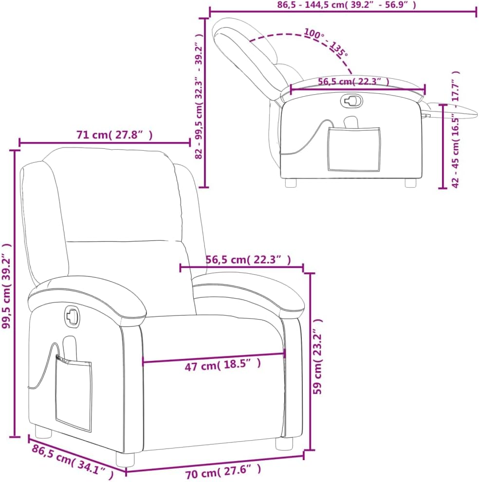 vidaXL Massage Chair Adjustable Fabric Dark Grey, Chair Armchair, Armchair, Armchair, Armchair, Chair, TV Chair, TV Chair, TV Chair, TV Recliner - QUORE