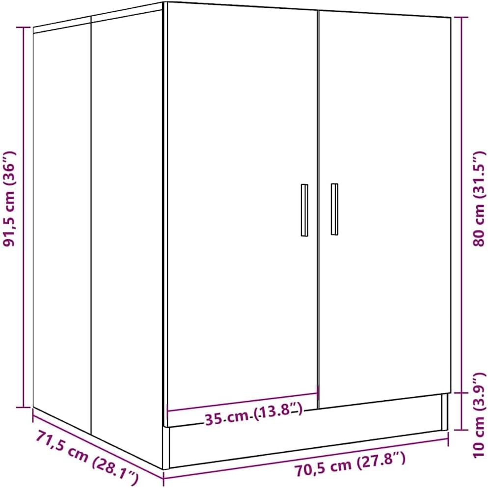 Wasmachinekast – Wasmachine Meubel – Bijkeuken Kast – Badkamer Kast – Wasruimte Meubel – Betongrijs – 70,5x71,5x91,5 cm – Vochtbestendig Spaanplaat
