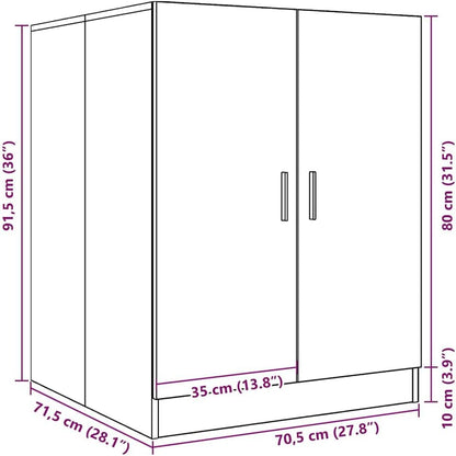 Wasmachinekast – Wasmachine Meubel – Bijkeuken Kast – Badkamer Kast – Wasruimte Meubel – Betongrijs – 70,5x71,5x91,5 cm – Vochtbestendig Spaanplaat