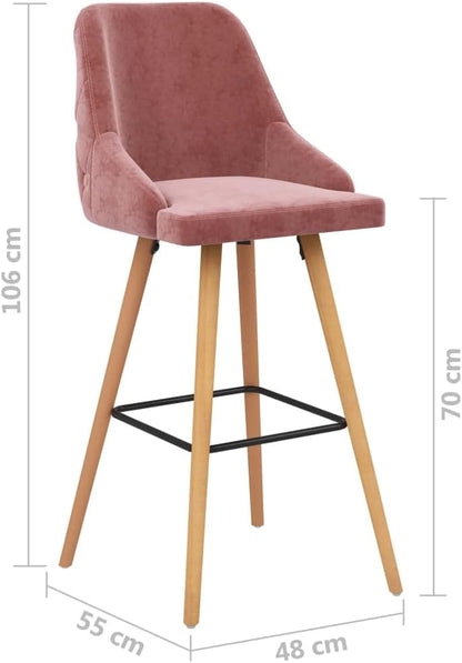 vidaXL 2x Barstoel Barkruk Kruk Stoel Zitstoel Cafestoel Eetstoel Zetel Barstoelen Barkrukken Zitmeubel Barmeubel Meubel Krukken Fluweel Roze