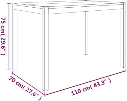 vidaXL Dining table 110x70x75 cm solid acacia wood