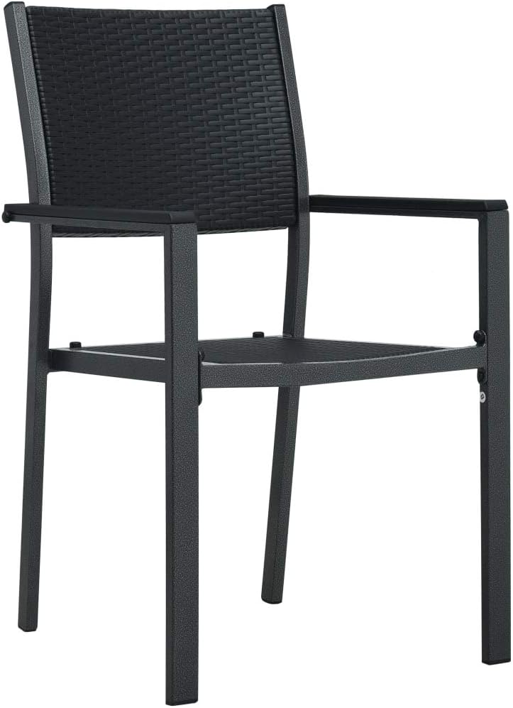Tuinstoelen, set van 2, zwart, kunststof, rotan-look, balkonstoel, terrasstoel, eetkamerstoelen voor terras, tuin en balkon - QUORE