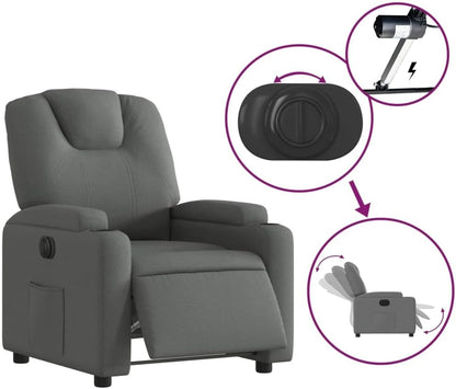 Armchair, Reclining Chair, Sleeping Chair, Electric Chair with Adjustable Backrest, Dark Grey Fabric