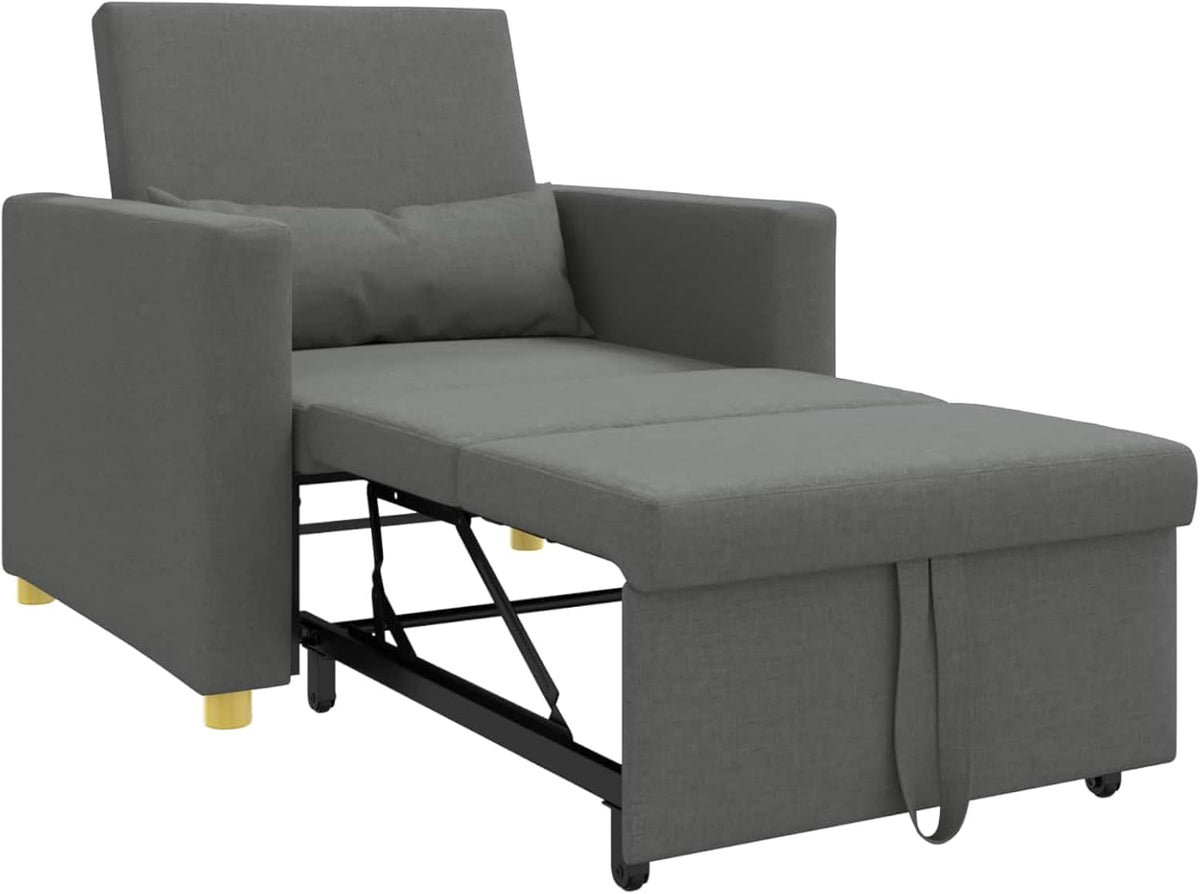 Uitschuifbare slaapbank, eenpersoons, donkergrijs, 90 x 165 x 87 cm, Scandinavische stijl, stoel voor woonkamer, slaapkamer, werkkamer, logeerkamer - QUORE