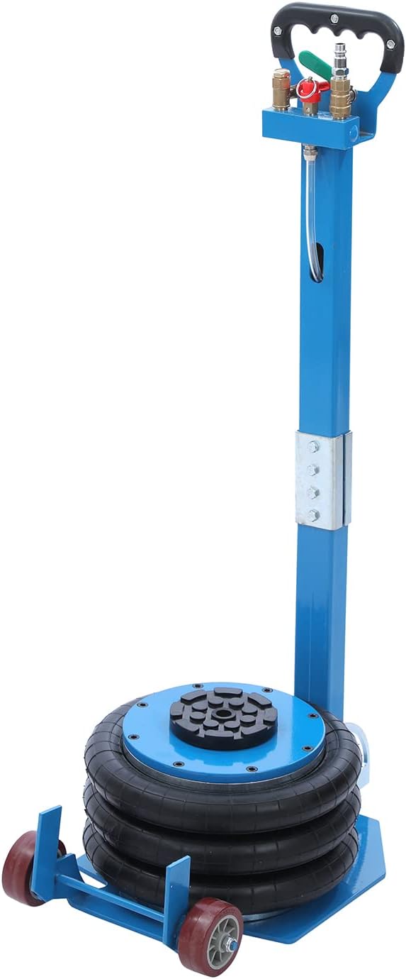 Katsu Pneumatische krik, 5 ton, drievoudige zak, luchtkrik, Air Jack luchtlift, opblaasbaar, met klapgreep en twee wielen, voor het verwisselen van banden van auto