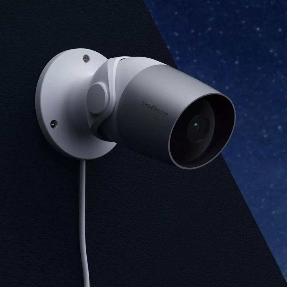 Link2Home Weerbestendige WiFi-camera voor buiten, voor thuisbeveiliging, bewaking, cameratoezicht, geen hub nodig (zilver)
