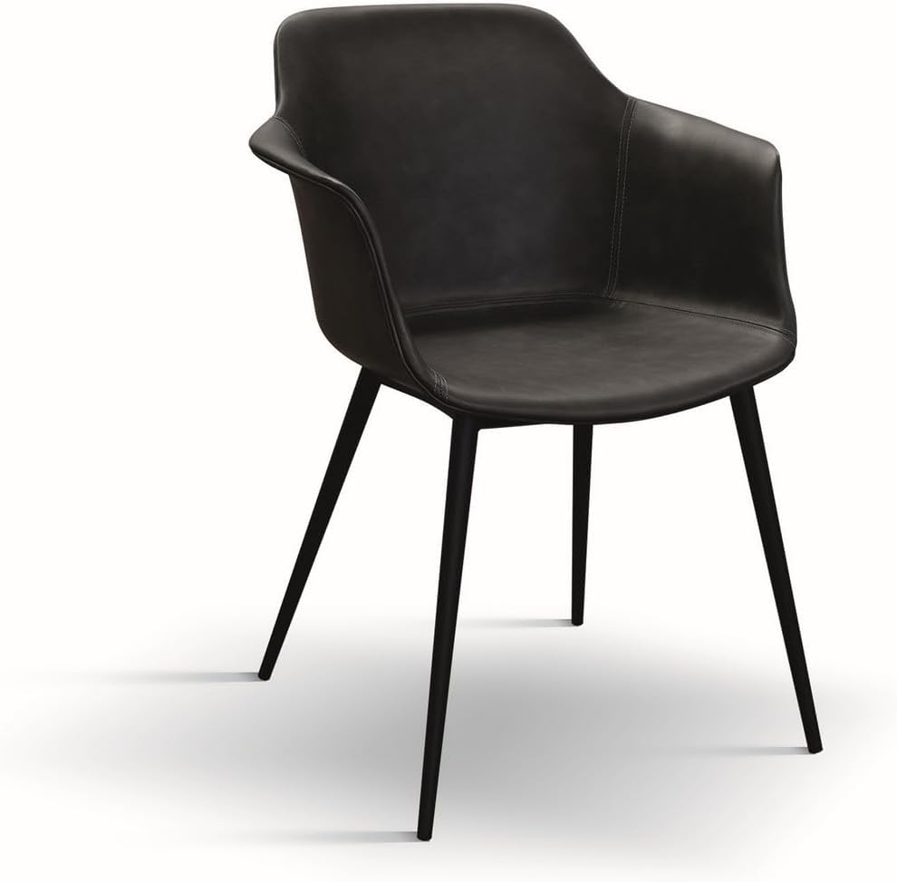 KONTE.DESIGN Cannes stoel, kunstleer, antraciet, 2 stuks