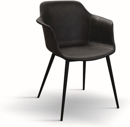 KONTE.DESIGN Cannes stoel, kunstleer, antraciet, 2 stuks