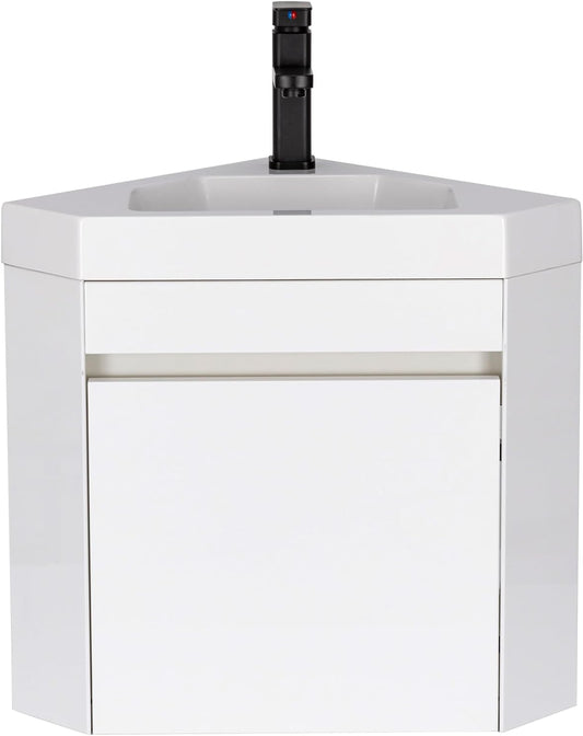 Waskom Met Onderkast – Wandwastafel – Hoekwastafel – Gastentoilet Wastafel – Kleine Badkamermeubel – Ruimtebesparend Design – Keramische Waskom Met Pop-Up Afvoer