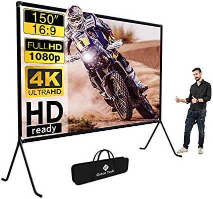 Projectiescherm (150 inch), Oprolbaar Projectiescherm met Standaard 16: 9 HD Opvouwbare Binnen- en Buitenprojectie, Videoprojectiescherm voor Thuis, Feest, Kantoor, Klaslokaal