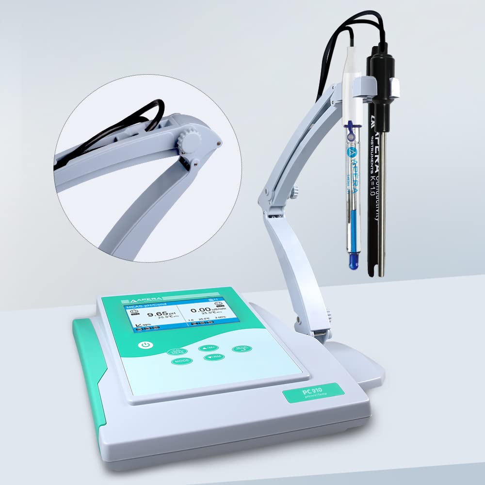Apera Instruments PC910 pH-/geleidbaarheid laboratoriummeter (pH-meetbereik 0 tot 14,00; geleidingsmeetbereik totaal: 0 tot 200 mS/cm)