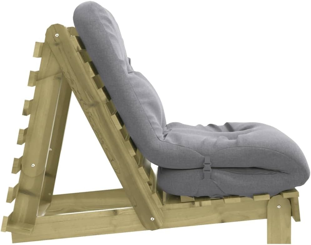 Futon Sofa Bed with Mattress 70 x 206 x 11 cm Pine Wood Impregnated for Bedroom and Living Room - QUORE