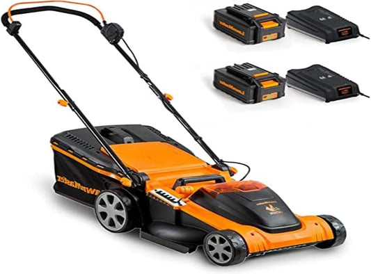 Elektrische Grasmaaier – Accu Grasmaaier – Draadloze Grasmaaier – Batterijmaaier – Mulching Grasmaaier – 48V Max Met 2x 24V 4.0Ah Batterijen – 41 cm Snijbreedte Voor Tuinen Tot 450 m² - QUORE