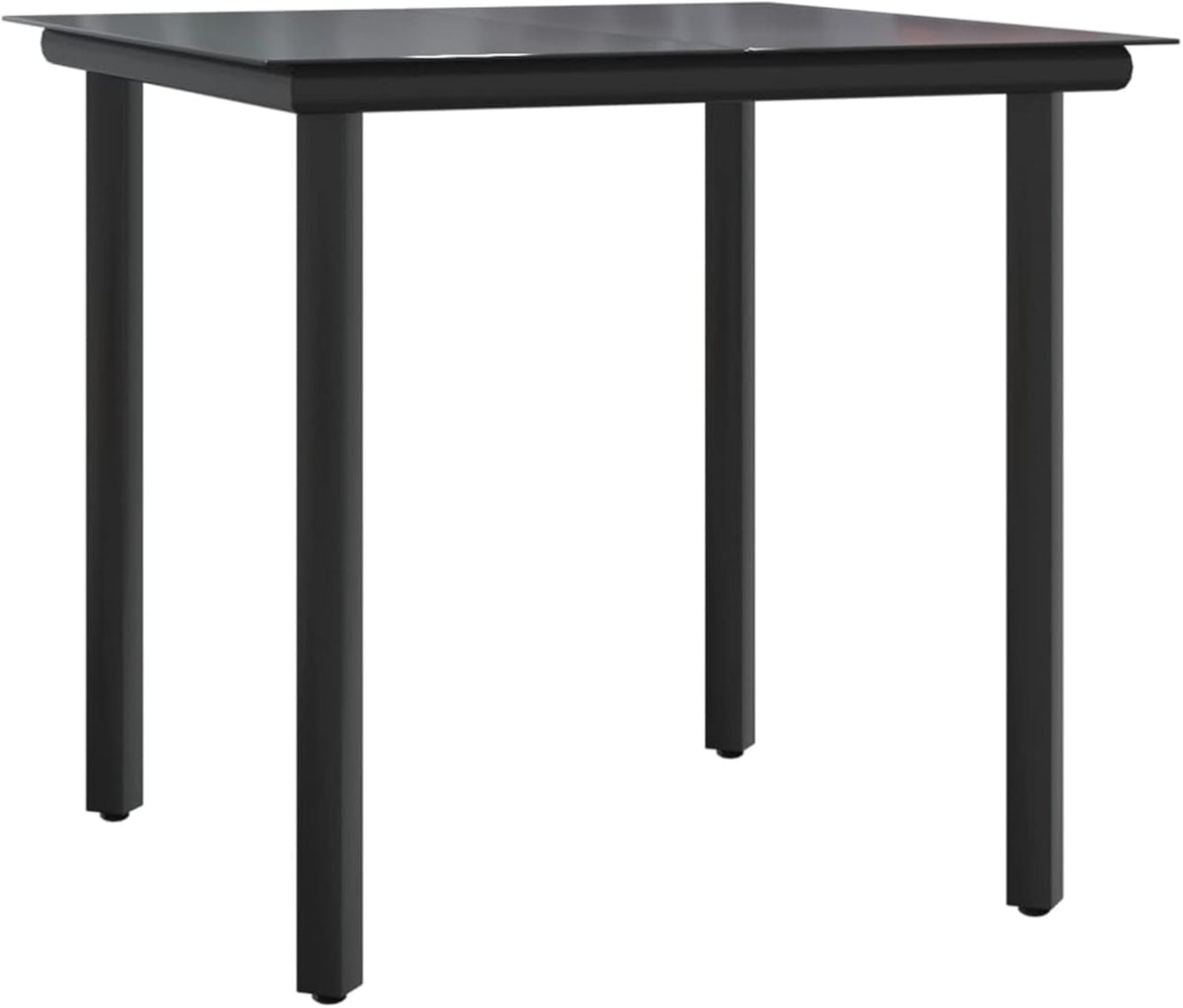 Tidyard Tuin-eetkamerset, glazen tafel en stoelen van gevlochten rieten voor de tuin, eettafel, 3-delig, polyrotan 15#, 1 x tafel, 2 stoelen - QUORE