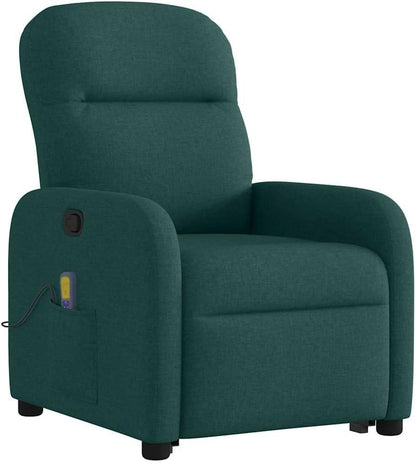 Sta Op Stoel – Sta-Op Fauteuil – Liftstoel – Relaxstoel – Verstelbare Zetel – Elektrische Liftfunctie – 6-Punts Massage – Donkergroen Stof