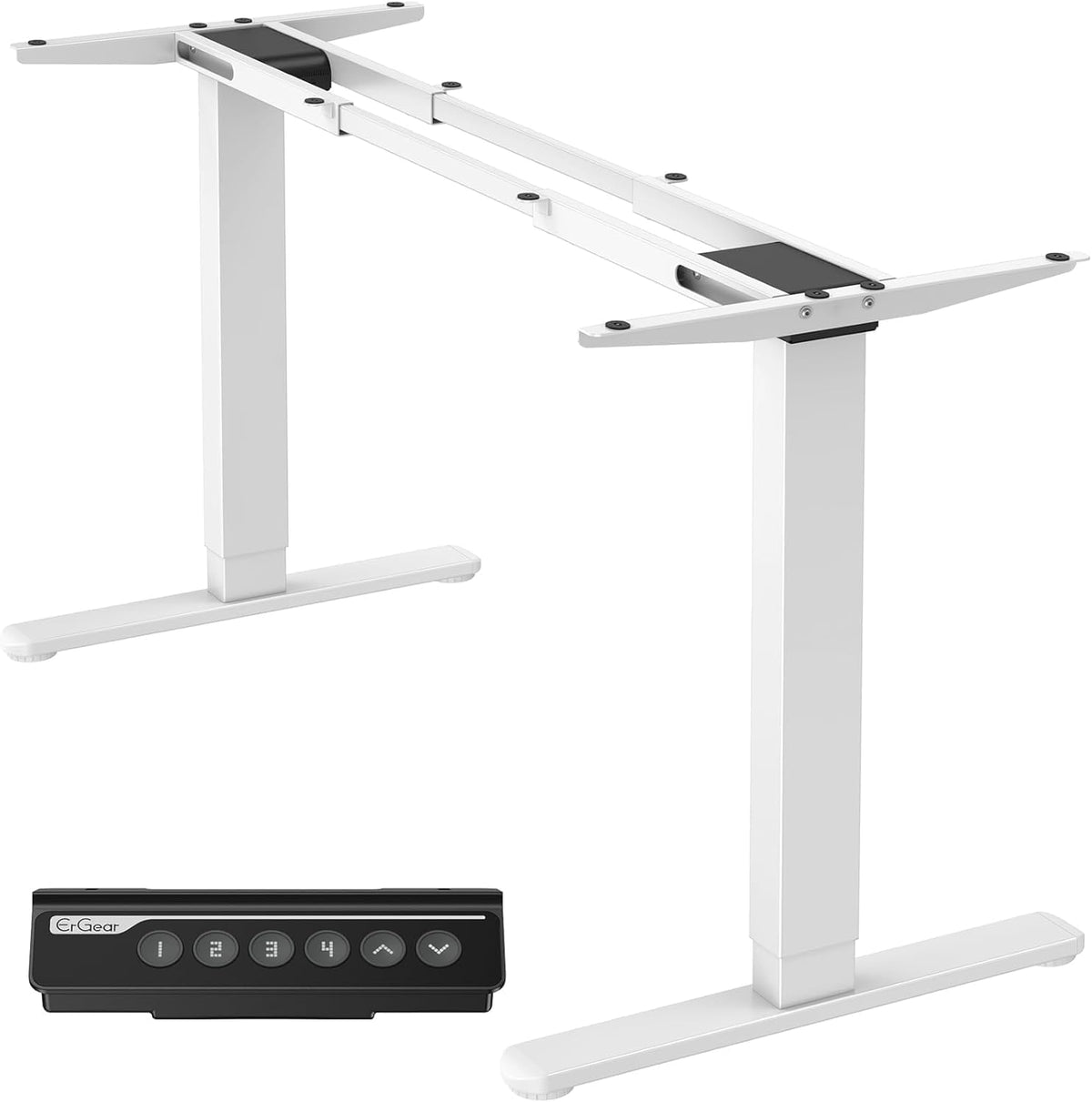 ErGear Height Adjustable Desk, Electric Leg Frame, Double Motor Height Adjustment, Height Adjustable Desk with 4 Memory Controls for Home Office, Load Capacity up to 120 kg, White - QUORE