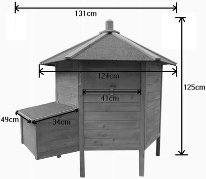 Kippenhok – Kippenverblijf – Pluimveehok – Kippenren – Houten Kippenhok – Ruim 131x125 cm – Waterdicht Dak - QUORE