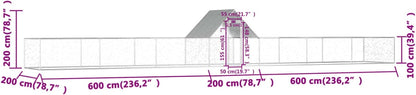 Kippenren – Kippenhok – Kipverblijf – Pluimvee Ren – Vogelren – XXL Verzinkt Staal – 14 x 2 x 2 Meter – Waterdicht Dak – Veilig Draadgaas