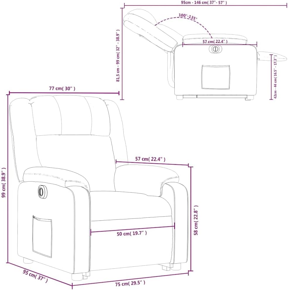 Elektrische Relaxfauteuil – Sta Op Stoel – Elektrische Relaxstoel – Verstelbare Fauteuil – Seniorenstoel – Elektrische Lifter – Donkerbruin Stof – Verstelbare Rugleuning en Voetensteun