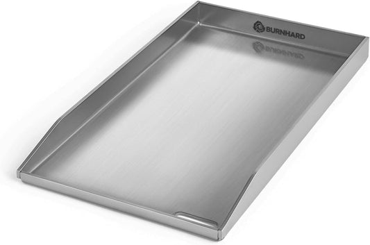 Plancha Grillplaat BURNHARD® RVS 4mm, opstaande rand 3,5cm, geïntegreerde vetafvoer, roestvrij, vaatwasserbestendig – FRED EARL