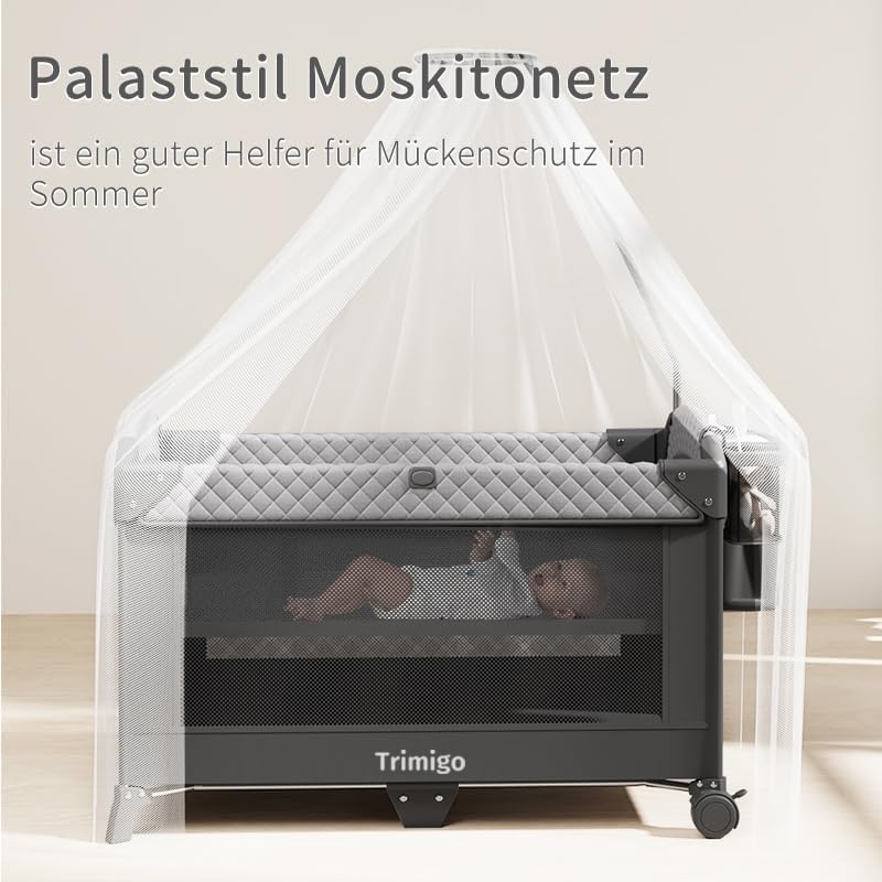 Opvouwbaar babybedje & reisbed & bijzetbed – Draagbaar babybed hoogteverstelbaat, draagbaar & eenvoudig op te bergen, incl. speelgoed, verschoontafel en muggennet – Cadeau voor jonge ouders