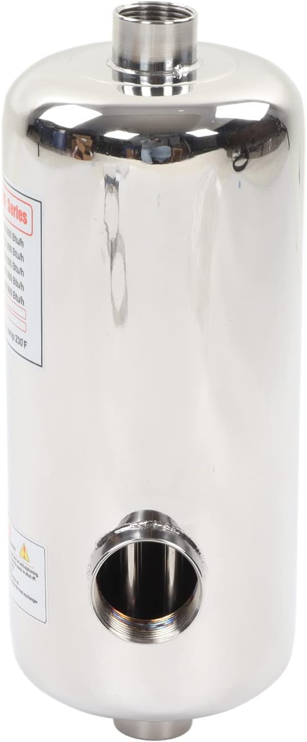 Warmtewisselaar voor Zwembad, 40KW Roestvrijstalen Buiswarmtewisselaar, Zoutwaterwarmtewisselaar voor Spa, Zwembad, Bubbelbad, Zwembadverwarming op Zonne-energie