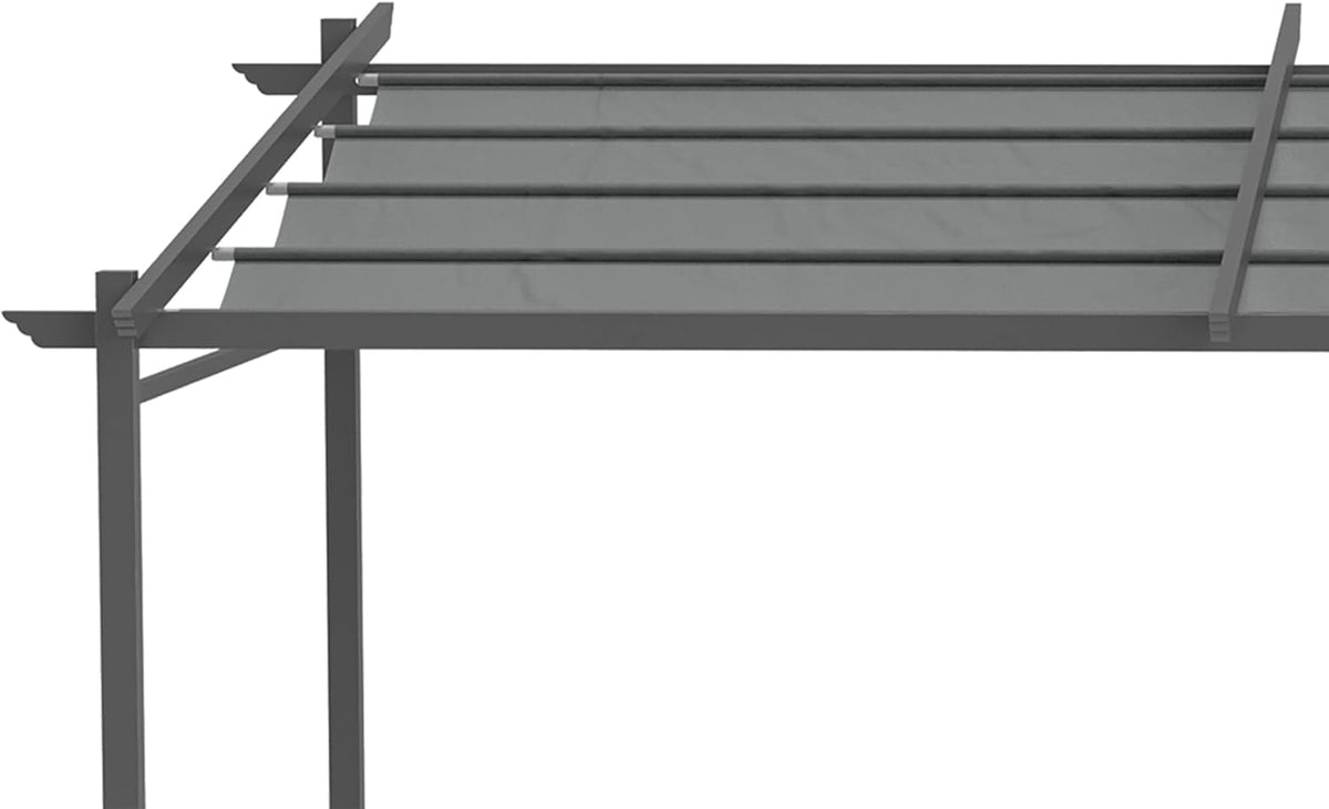 Outsunny Terrassendach Pergola approx. 4x3m Terrassendachung Garten Pavillon Aluminium, Wall-mounted, Gartenpavillon mit Verstellbares Dach, UV Schutz, Sonnenschutz für Terrasse und Garten, Dunkelgrau - QUORE