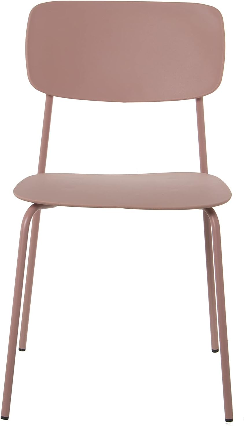 DRW Set van 4 stoelen van polypropyleen en metaal in roze, 43 x 48 x 78 cm, zithoogte 44 cm
