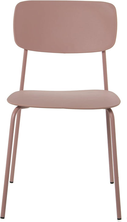 DRW Set van 4 stoelen van polypropyleen en metaal in roze, 43 x 48 x 78 cm, zithoogte 44 cm