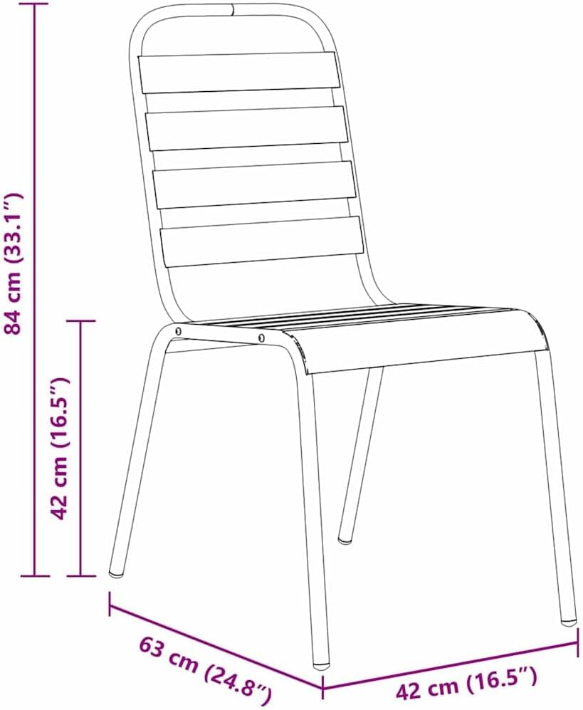 vidaXL Tuin eettafelset 5 pcs Antraciet Gepoedercoat staal, Alfresco eettafel voor balkon, moderne tuinmeubelen, stapelbaar, duurzaam, rechthoekige tafel, stedelijke lounge ensemble, patio - QUORE