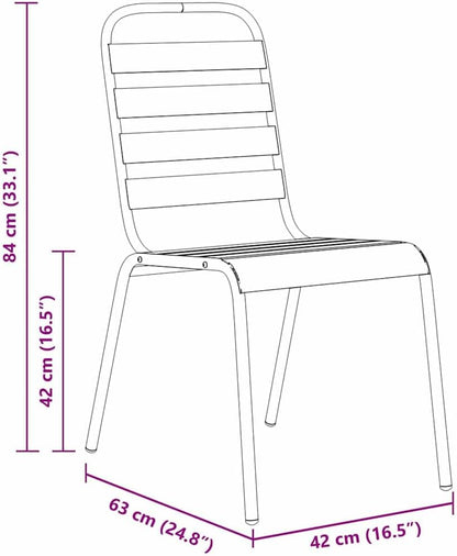 vidaXL Tuin eettafelset 5 pcs Antraciet Gepoedercoat staal, Alfresco eettafel voor balkon, moderne tuinmeubelen, stapelbaar, duurzaam, rechthoekige tafel, stedelijke lounge ensemble, patio - QUORE