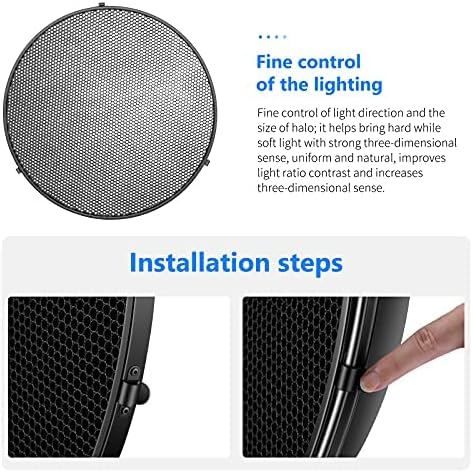 NEEWER 55 cm metalen schoonheidsschotel Bowens Mount Reflector met witte diffuser, honingraatrooster voor stroboscoopflits videolamp, compatibel met Godox AD600 NEEWER CB60 Q4 Vision 4 S101-serie,