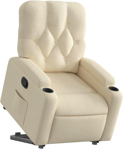 Model 3204719 Fauteuil met rugleuning, kantelbaar, crèmekleurig, van stof, meubelstuk voor woonkamer, fauteuil, relaxstoel, slaapkamerstoel, model 3204719 - QUORE