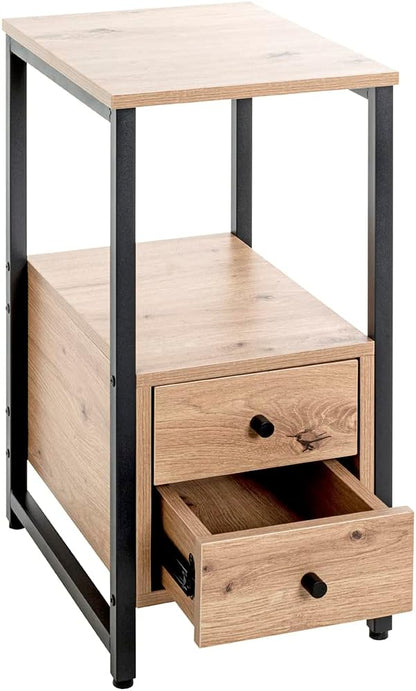 HAKU Bijzettafel eiken, zwart, Metaal, spaanplaat - Maat: B 30 cm x H 63 cm x D 40 cm, Stijl: Modern