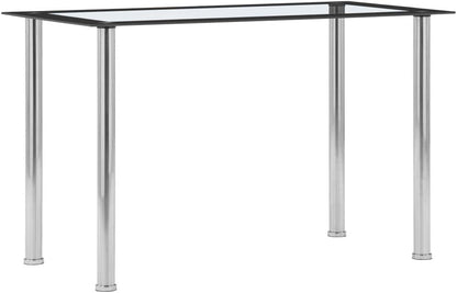Eettafel – Tafel – Eetkamertafel – Keukentafel – Bureautafel – Gehard Glas Tafelblad – Zwart Roestvrijstaal Frame – 120x60x75 cm