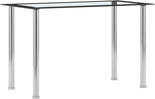 Eettafel – Tafel – Eetkamertafel – Keukentafel – Bureautafel – Gehard Glas Tafelblad – Zwart Roestvrijstaal Frame – 120x60x75 cm