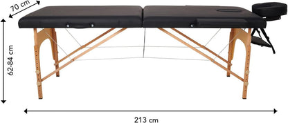 Massagetafel – Behandeltafel – Massagebank – Behandelbank – Massagebed – Zwart Inklapbaar – 250 kg Draagvermogen – 8 Hoogtestanden