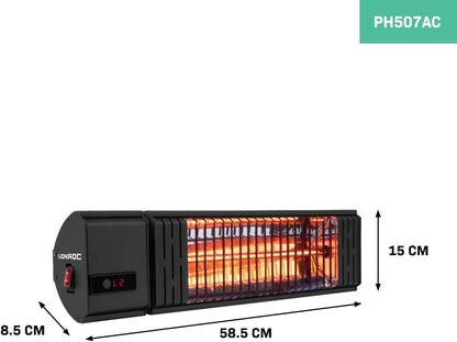 VONROC Heater Volsini PRO - Terrasverwarmer – 2000W – Sfeervol - Incl. instelbare warmteniveaus, timer, LCD-scherm en afstandsbediening