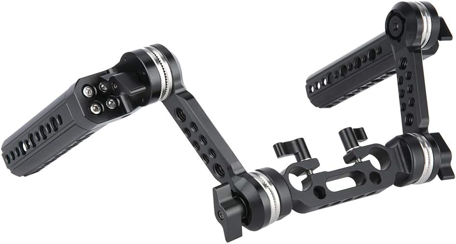 Rozet handgreep kit – Camera handgreep – Camera rig handvat – Schouderrig handvat – Grip voor videorig – Met verlengarm en 15 mm staafklem – 145 mm handgreep van aluminiumlegering