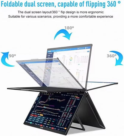 Lipa HDR-72 Dual Portable monitor Full HD - Foldable folding screen - Display - Ultrawide monitor - 2x 15.6 inch - Tri-screen- Triple monitor - 60 Hz - HDR and IPS - QUORE