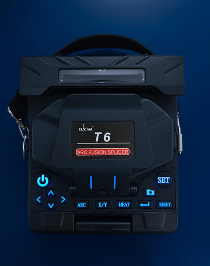 Elfcam - Glasvezel Lasapparaat T6C, Fiber Fusion Splicer, type Uitlijning - Hart-tot-Hart, met 4 Motoren en Gereedschapsset, voor FTTH & FTTx